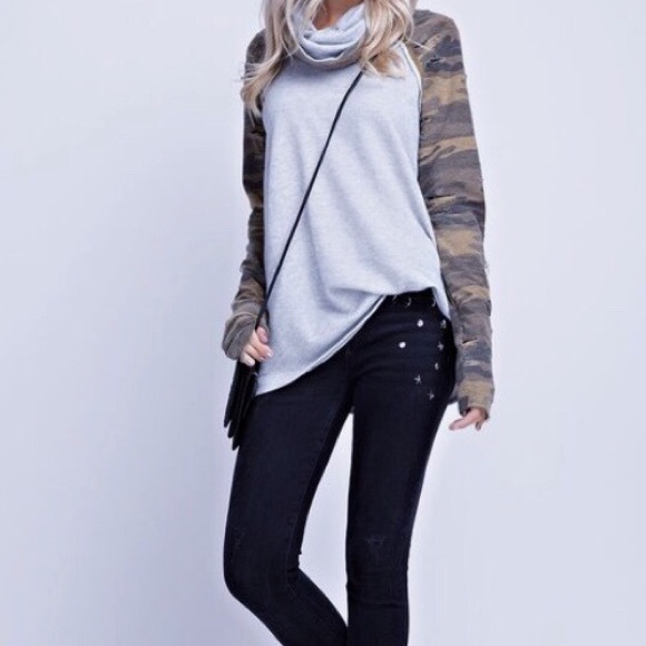 Tops - BOUTIQUE INVENTORY CLEAR OUT: Camo Cowl neck top